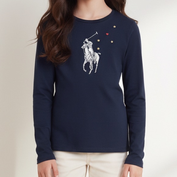 Polo Ralph Lauren Other - Polo by Ralph Lauren girl 12-14 years Blue Graphic Long Sleeve Tee